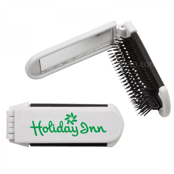 Folding Hairbrush with Mirror