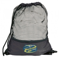 Mesh Drawstring Bag With Pocket