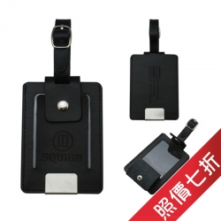 (促銷)黑色真皮行李牌